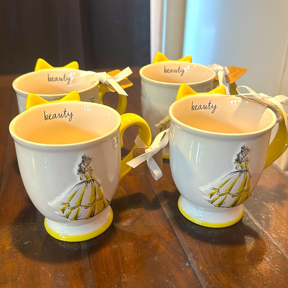Set of 4 Rae Dunn Disney Beauty & The Beast Belle Mug